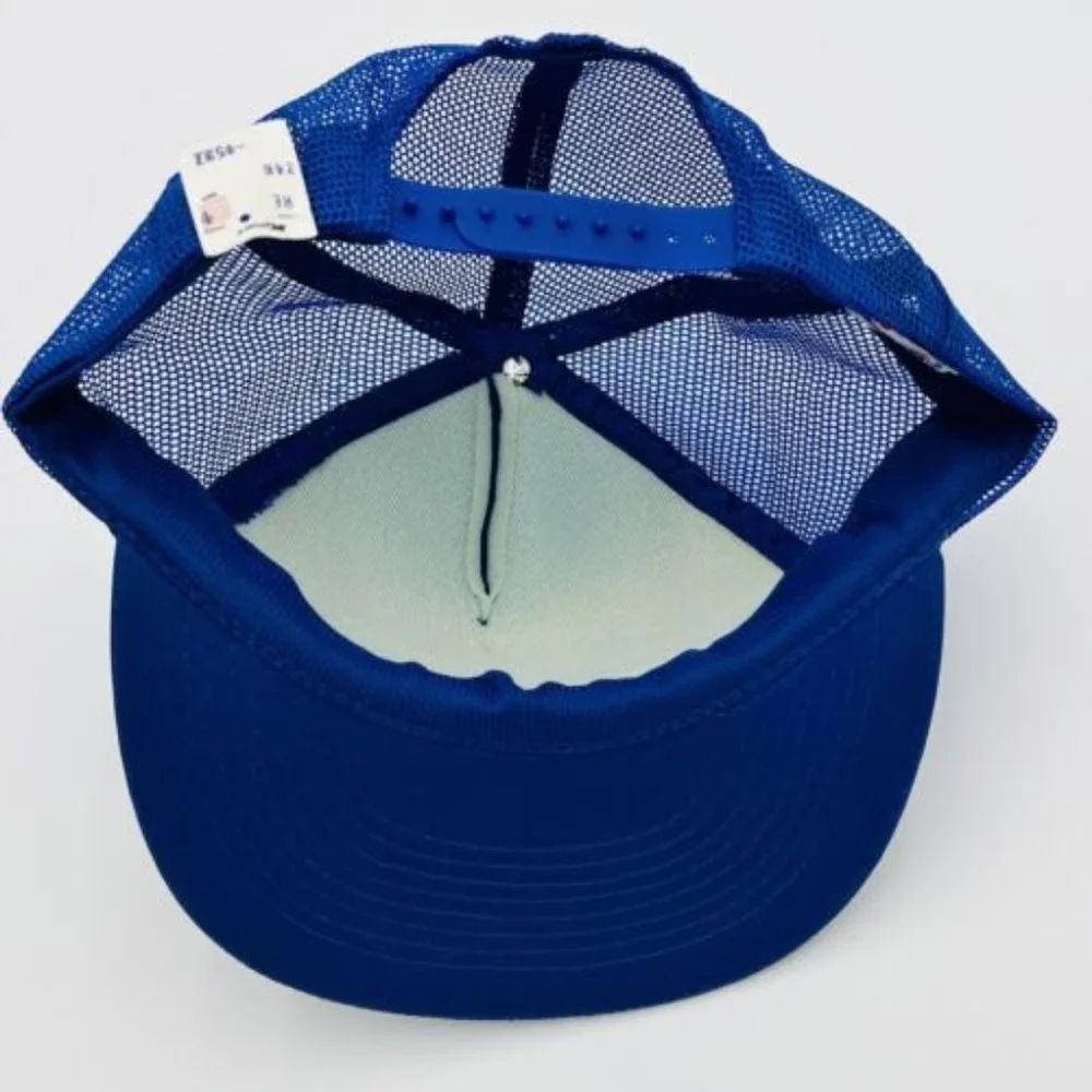 Vintage Kansas City Royals NOS Commander Hat Cap Trucker Blue Gold‎ 80s KC 1985